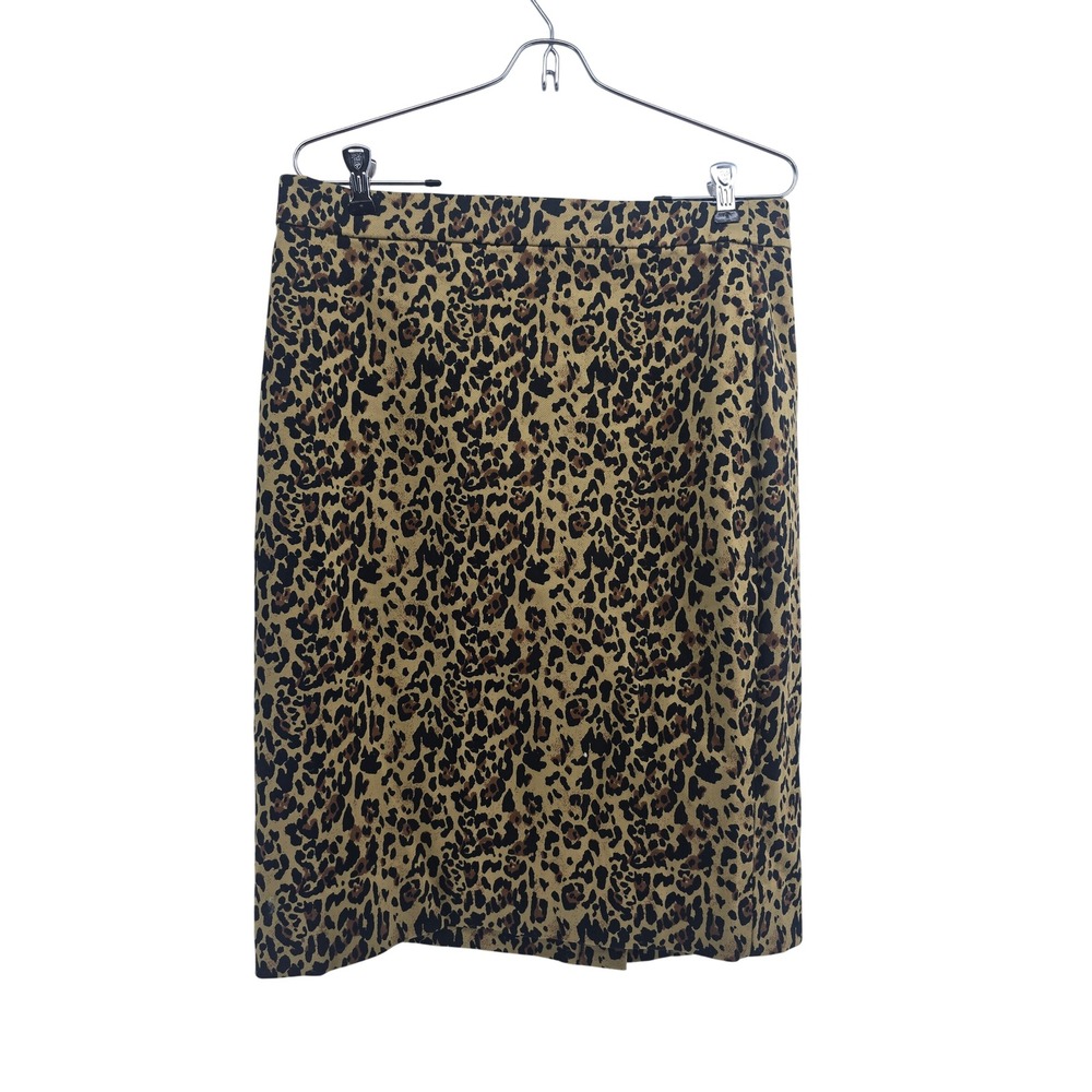 J.Crew Pencil Skirt Womens 8 No. 2 Leopard Animal Print Tan EUC